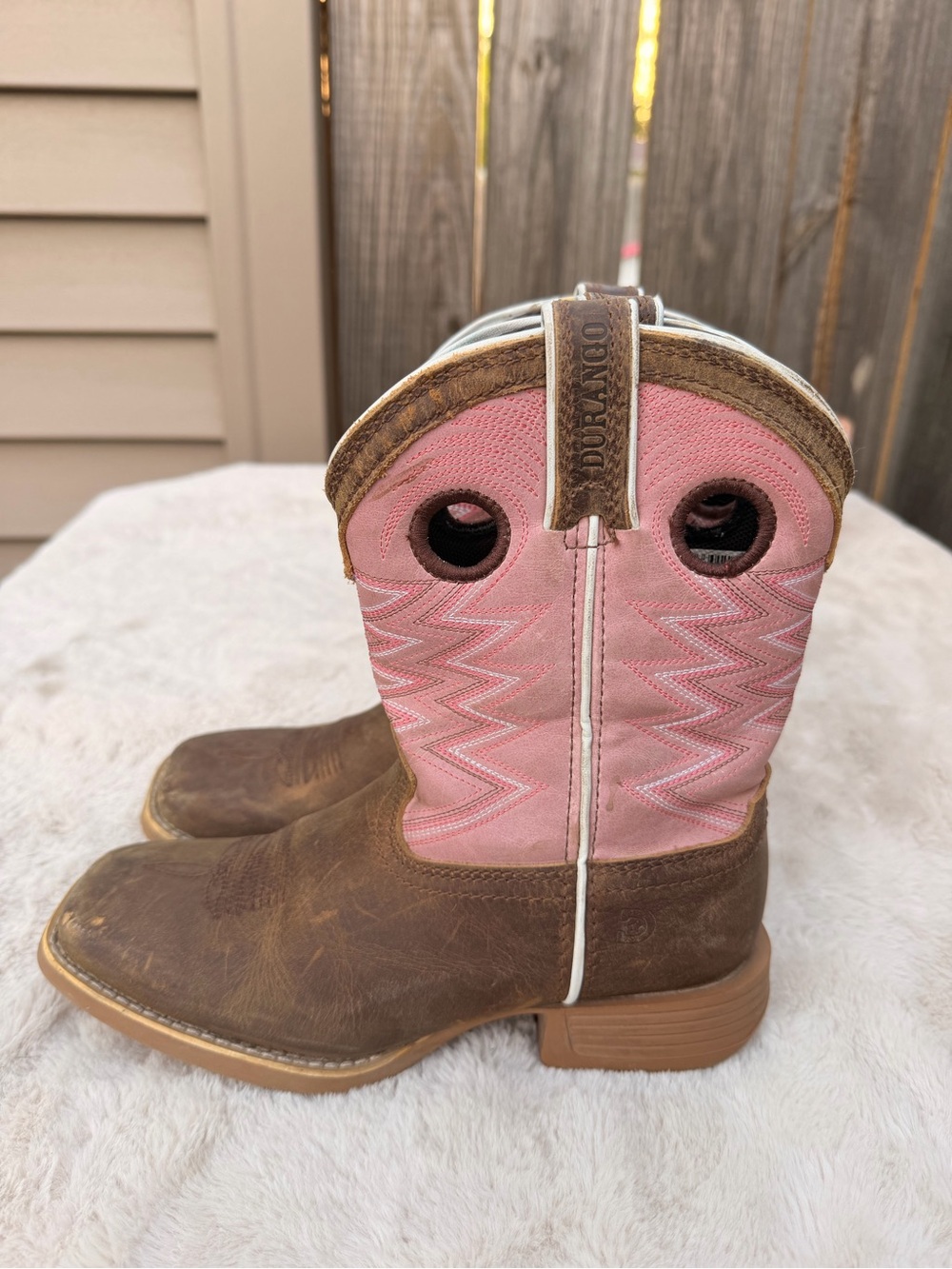 Durango Brown Leather Foot Pink Shaft Girls Western Boots size girls 3